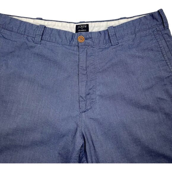 J Crew Men’s Gramercy Shorts 36 Blue Chambray 9” Inseam Flat Front - Picture 2 of 6